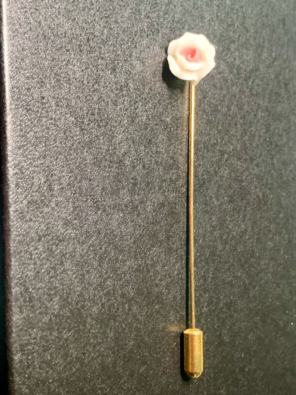 Gold-Tone Stick Pin with Pink Rose